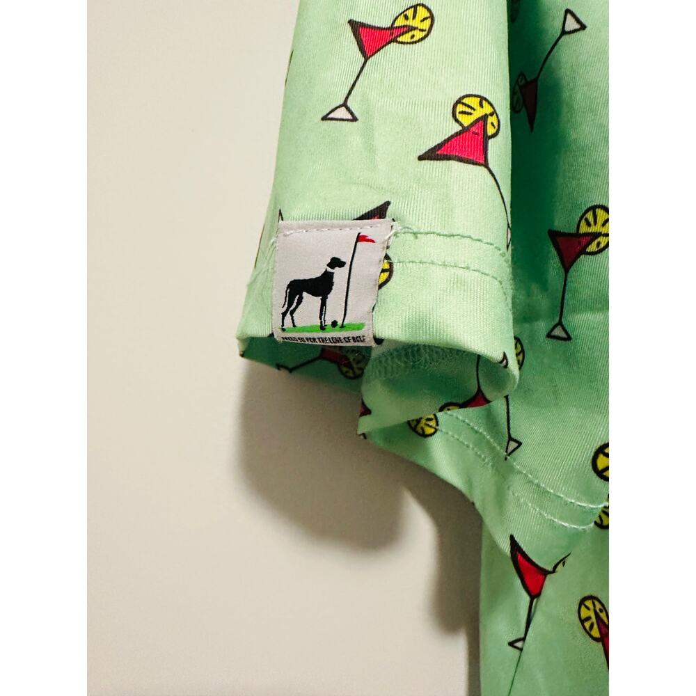 Proud Ninety Men’s 2XL Golf Polo Mint Green Martini Cocktail Print Shirt - Picture 4 of 7